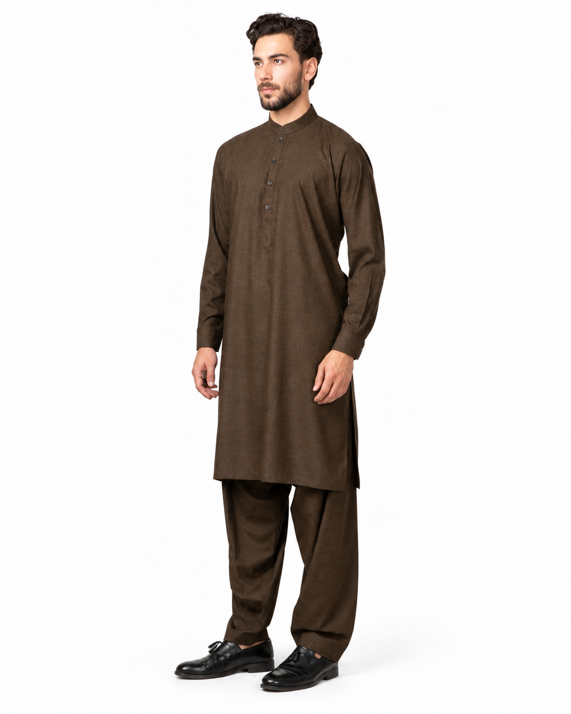 Classic Brown Worsted wool Unstiched