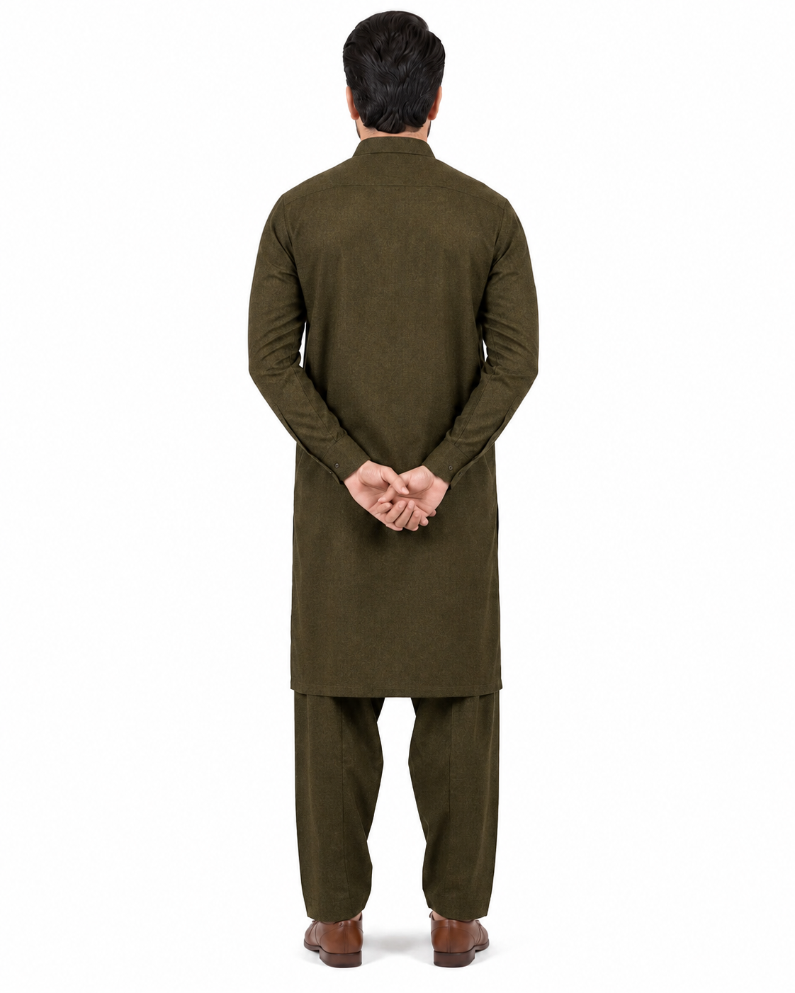 Olive Worsted wool Unstiched