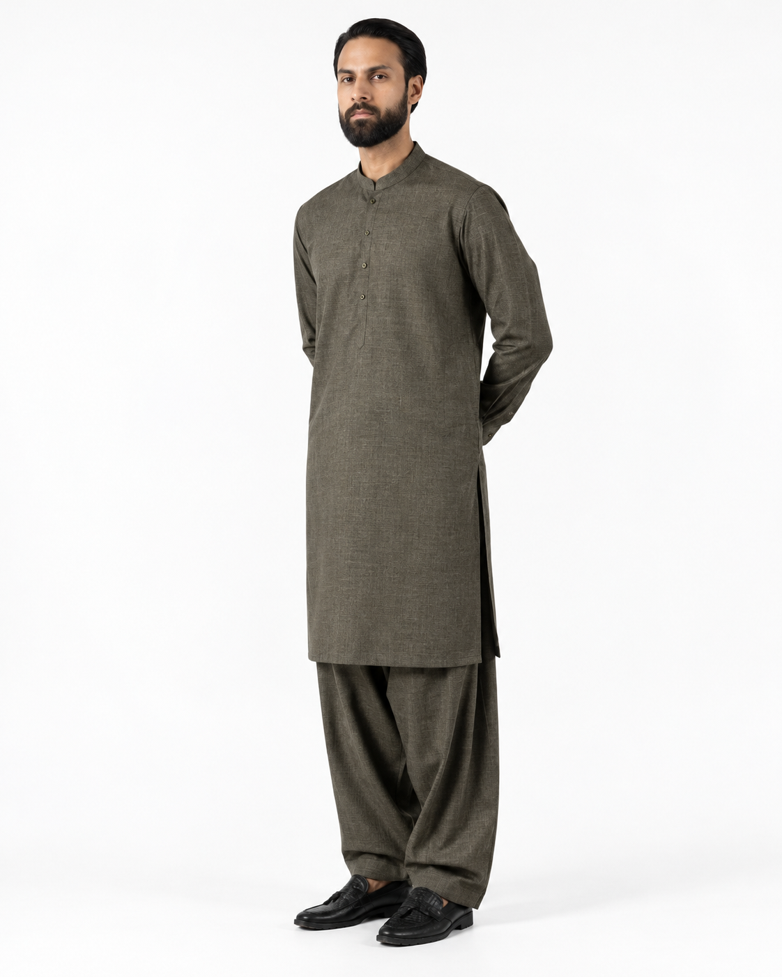 Asli Sona Taupe Unstitched Suit
