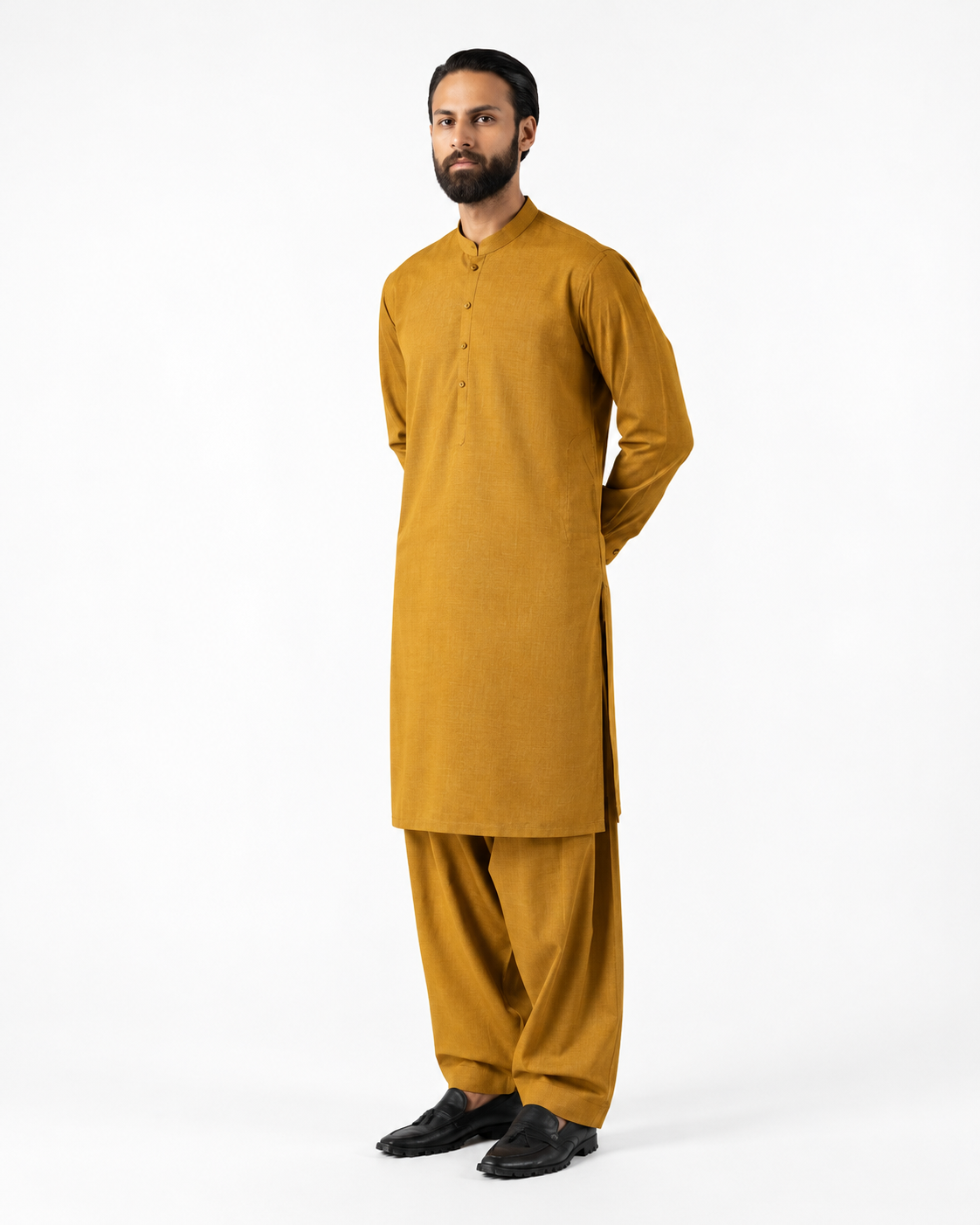 Asli Sona Mustard Unstitched Suit