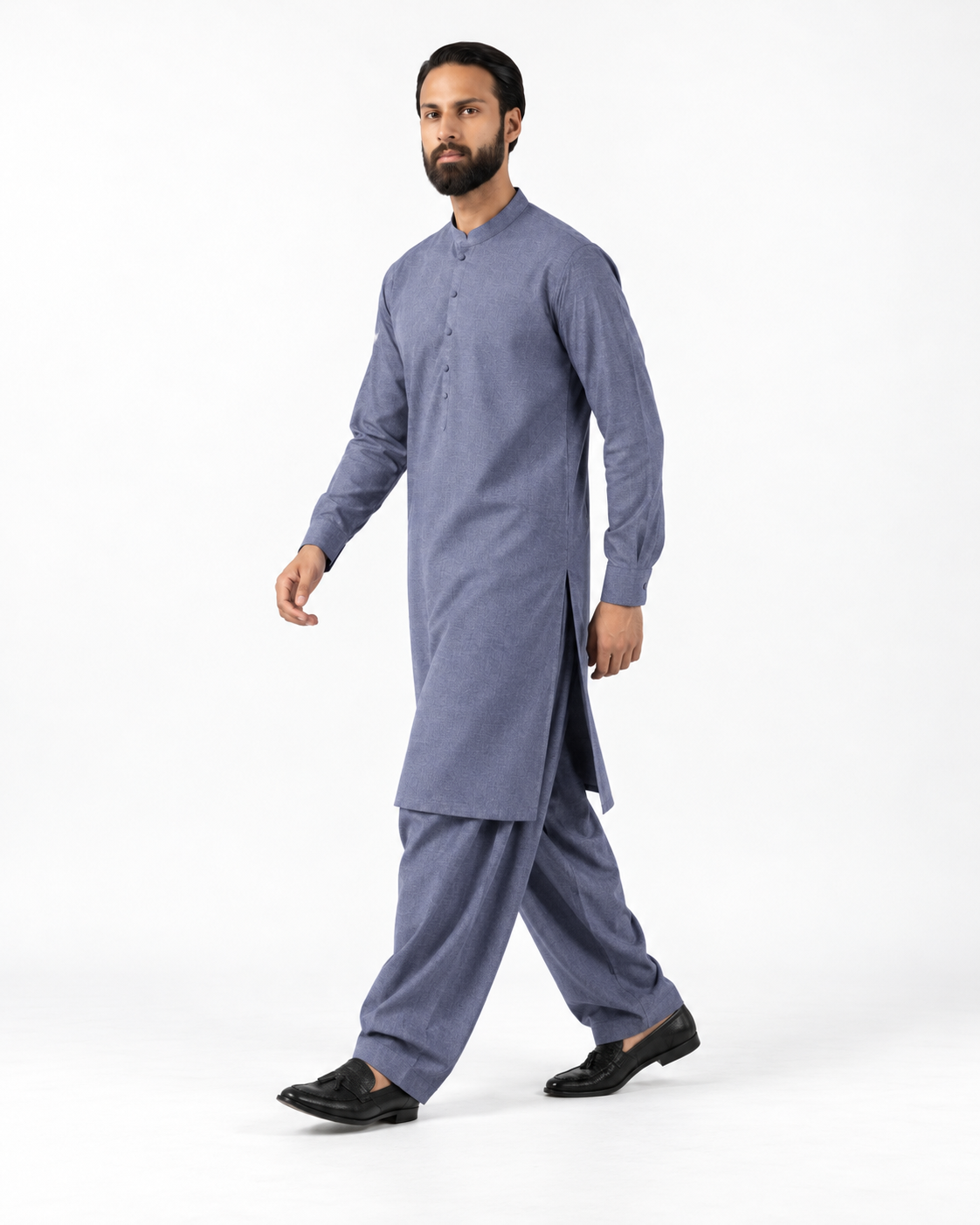 Asli Sona Denim Blue Unstitched Suit