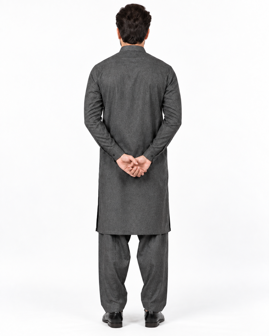 Dark Grey Worsted wool Unstiched
