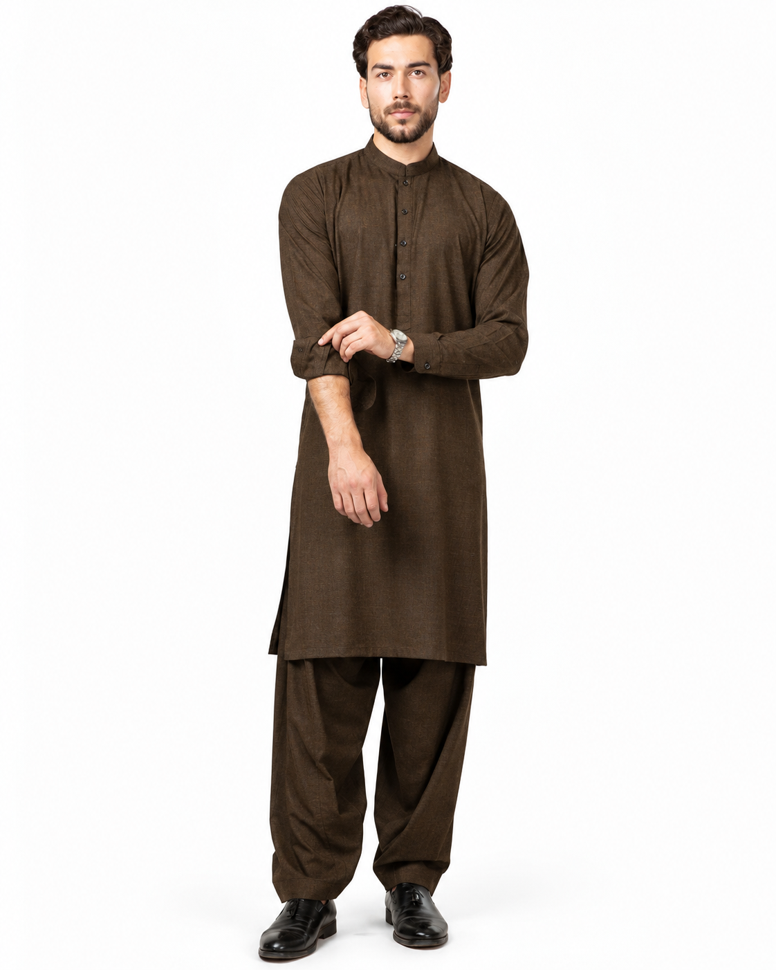 Classic Brown Worsted wool Unstiched