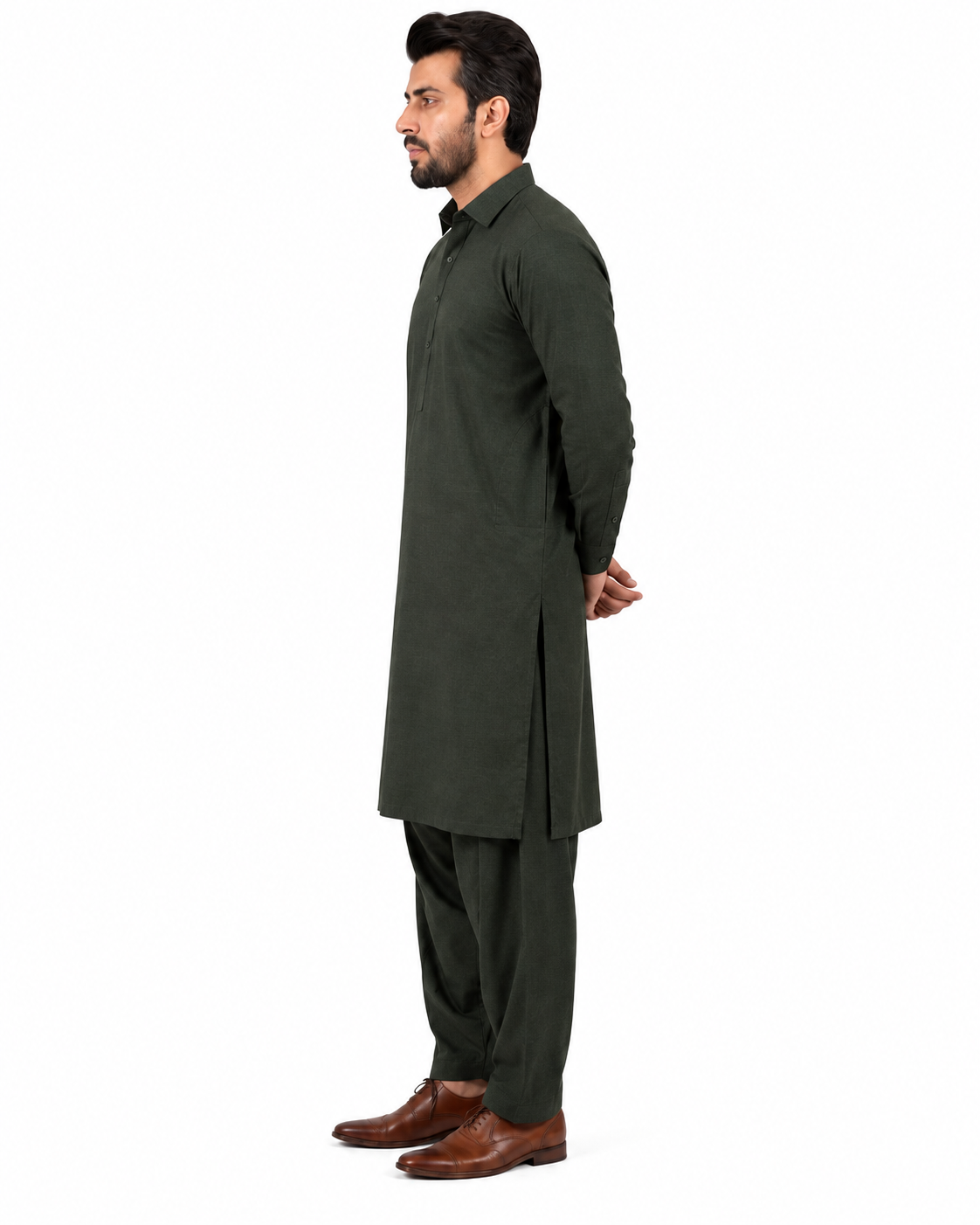 Green Worsted wool Unstiched