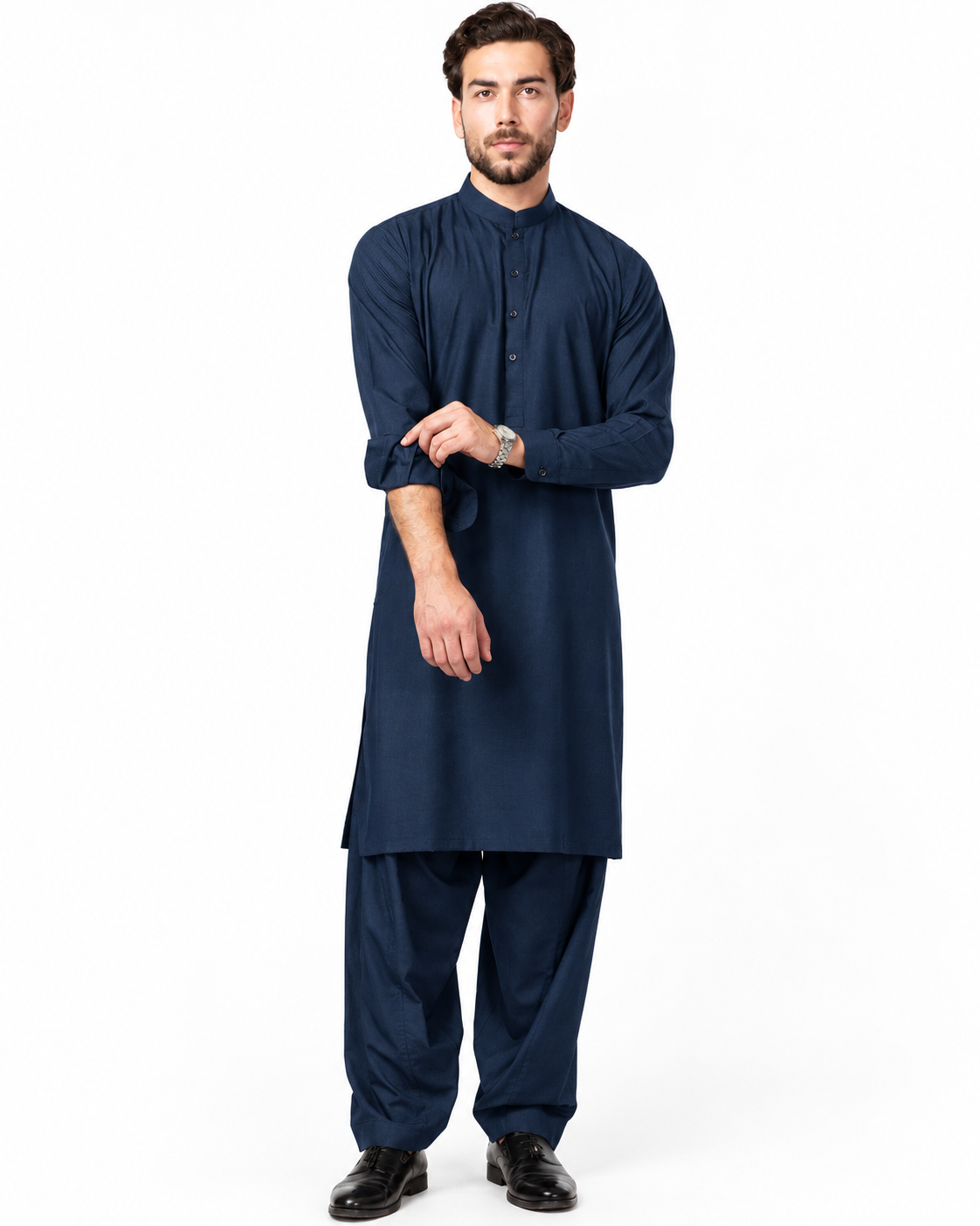 Navy Blue Worsted wool Unstiched