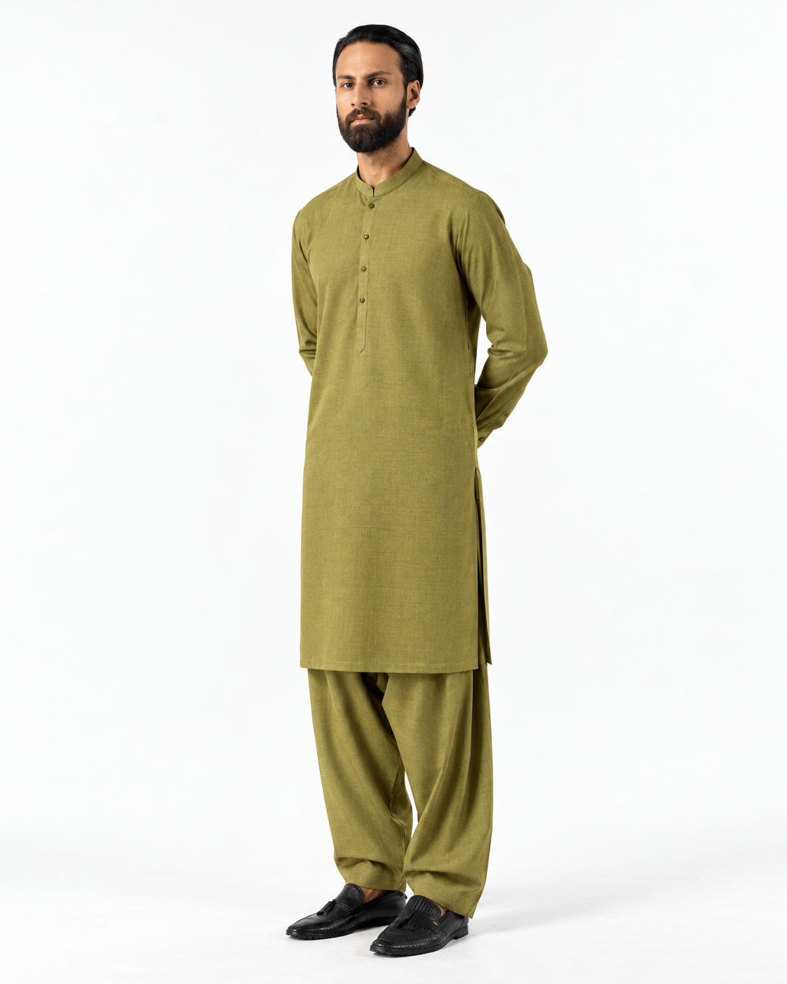 Asli Sona Olive Unstitched Suit