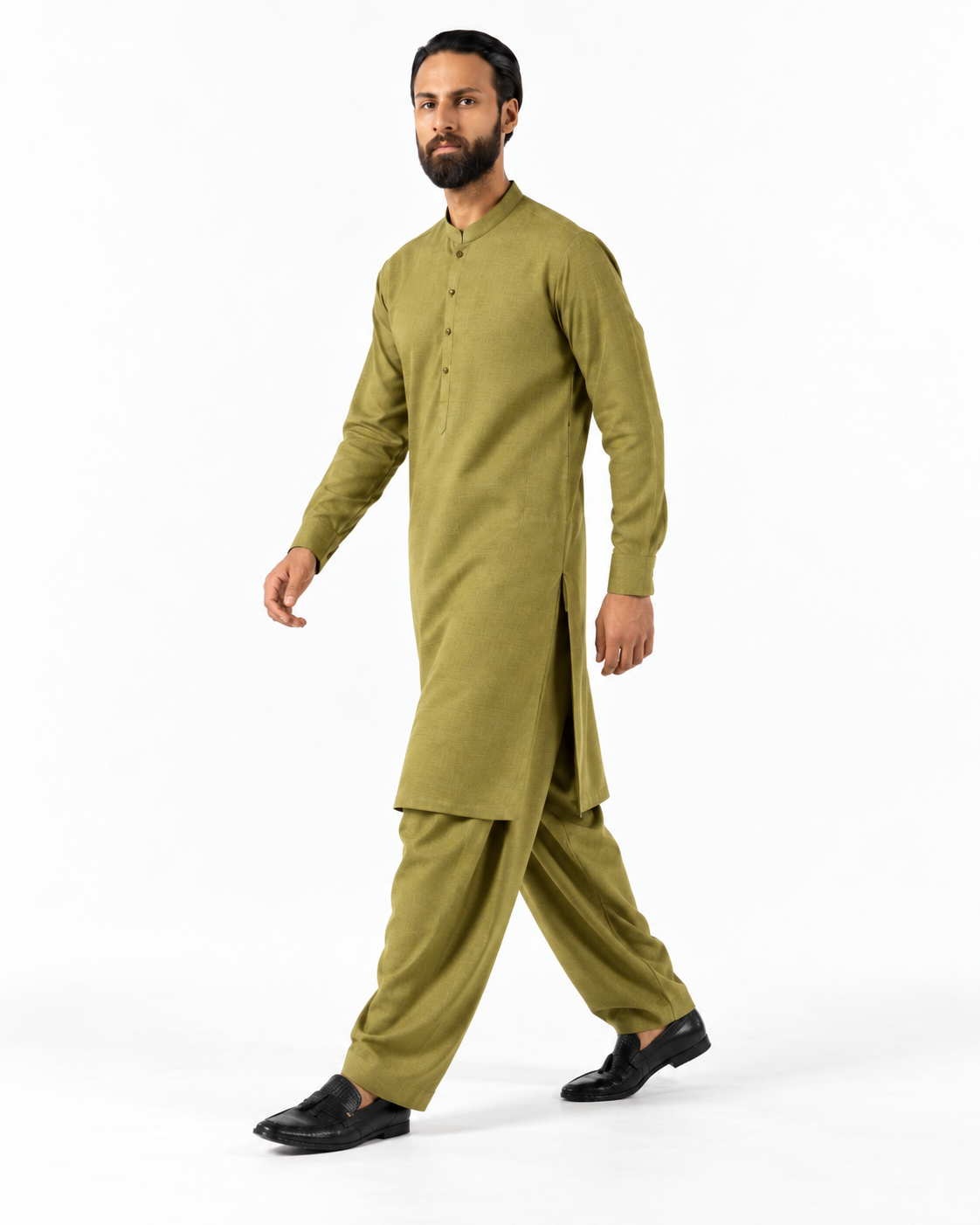Asli Sona Olive Unstitched Suit