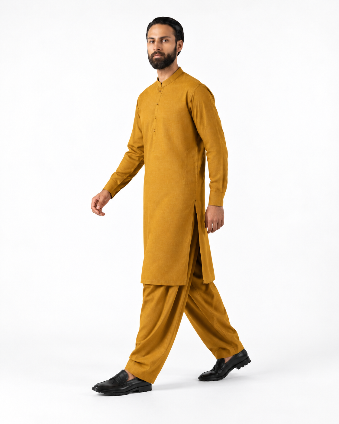 Asli Sona Mustard Unstitched Suit