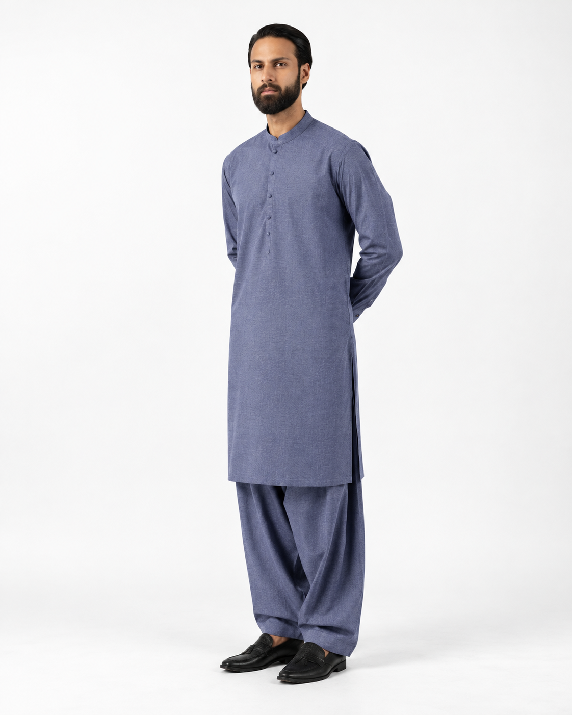 Asli Sona Denim Blue Unstitched Suit