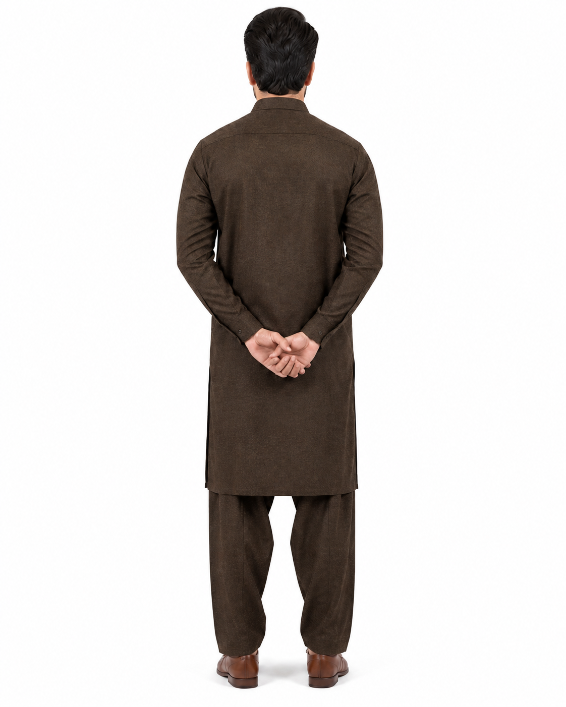 Brown Worsted wool Unstiched