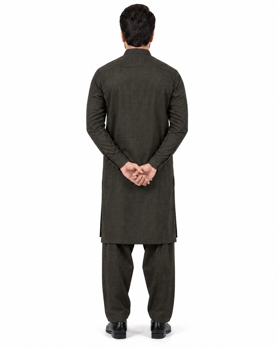 Olive Winter Worsted wool Unstiched